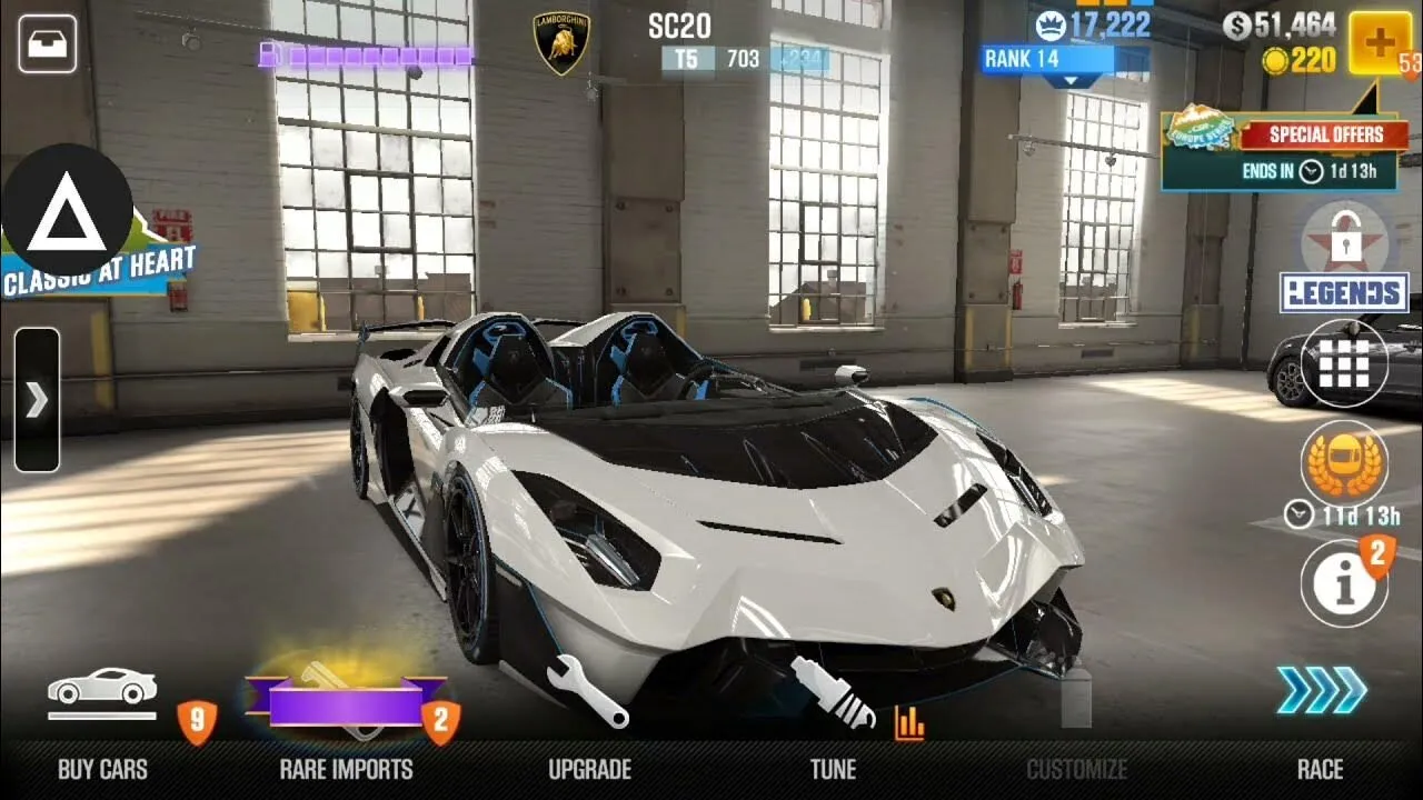 Giao diện menu của CSR 2 Mod